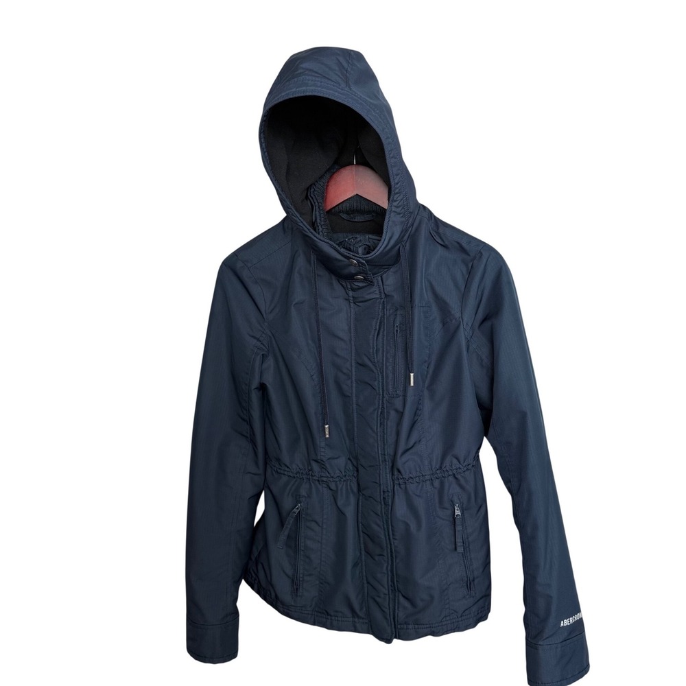 Abercrombie All-Season Weather Warrior Jacket Navy Blue Fleece Lined Hooded S